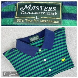 Masters Tournament Polo Golf Shirt Men L Blue Green Stripe collection sports‎